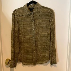 THE LIMITED SILK 100% silk kaki green striped top. NWOT. US M.